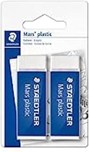 STAEDTLER Mars Plastic 526 50 BK2D Rubber Phthalate and Latex Free – Pack of 2 On Blister Card, White