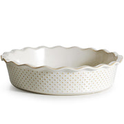 Getstar Ceramic Deep Pie Pan, 10 Inch Large Dish, Dots Pattern