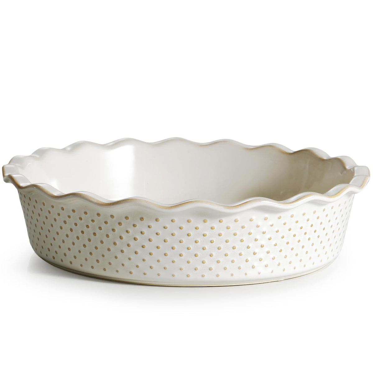 Getstar Ceramic Deep Pie Pan, 10 Inch Large Dish, Dots Pattern