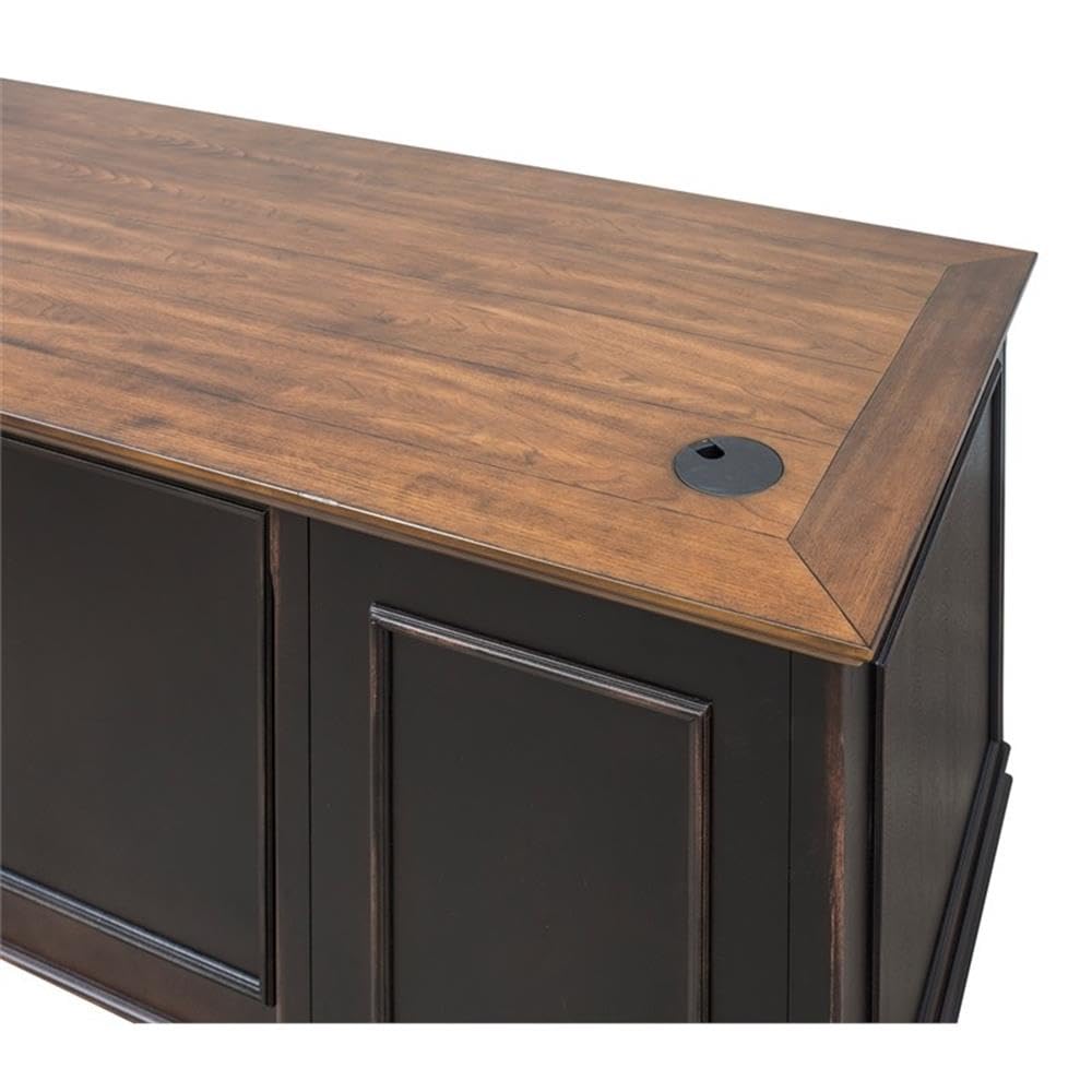 Hartford Double Pedestal Shaped Desk by Martin Furniture – Size Pillow410, Wood, Black-brown, Model IMHF680