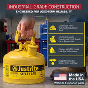Justrite Yellow / 1 Gallon / Type I Cans