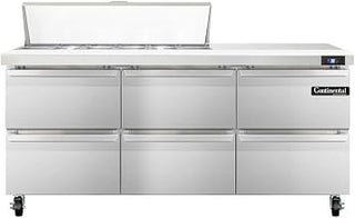 SW72-12C-D Sandwich Unit, 72" W, With 12 Pan Top Openings, 19" Cutting Board & Six Drawers