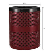 Outdoor Perforated Steel Trash Can with Flat Lid by Global Industrial – Steel, Red, Model 261925RD