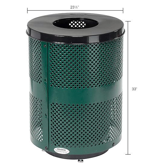 Global Industrial Green / Industrial / 36.0 gallons Outdoor Trash Cans