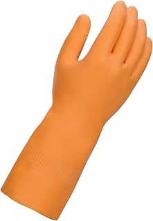 Mr Clean Ultra Grip Heat-Resistant Reusable Gloves with Soft Cotton Flock Lining, Orange, Medium