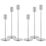 AUMAYCO Metal Taper Candle Holders, Set of 6 in Three Heights, Silver