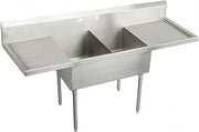 Elkay WNSF8230LR2 Commercial 78" x 27-1/2" Two Basin Scullery Sink with Drainboard 2 Holes