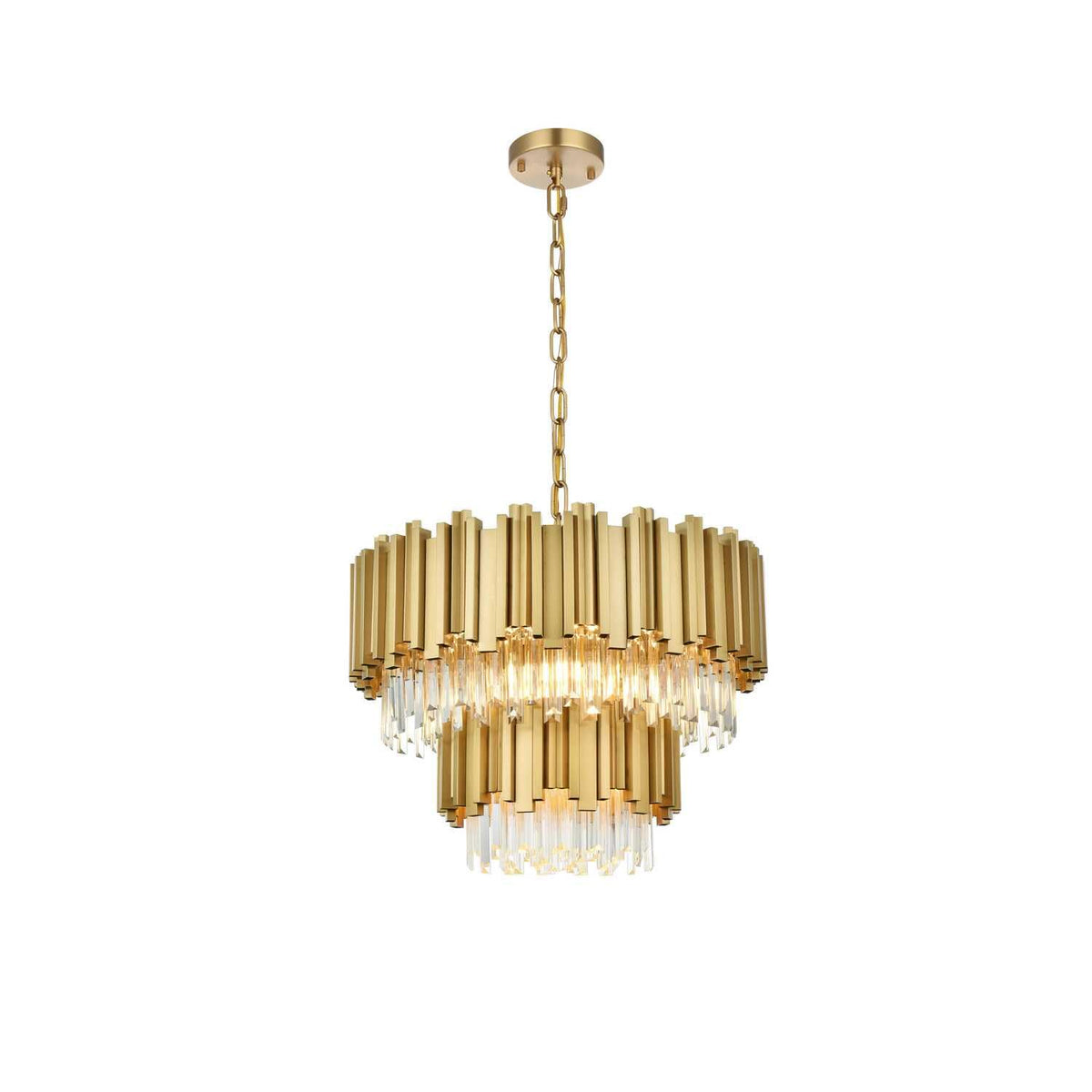 Willow Eight Light Chandelier Satin Gold by Lighting Design – Iron, Satin Gold, Model 3400G24SG