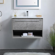Elegant Decor 30" - Single / Brushed Nickel,gray,grey / Modern Bathroom Vanities