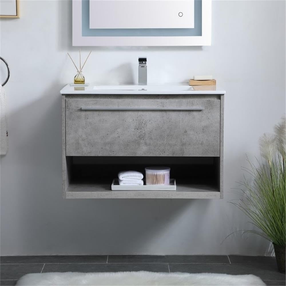 Elegant Decor 30" - Single / Brushed Nickel,gray,grey / Modern Bathroom Vanities