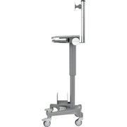 Height Adjustable Mobile Sit-Stand Computer Workstation by Global Industrial – Metal/Plastic, Gray, Model 695436