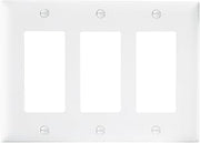 Legrand Pass & Seymour TP263WCC12 Trademaster Mid-Size Unbreakable Nylon Wall Plate, 3 Gang, Three Decorator Rocker GFCI Cover, White (1 Count)
