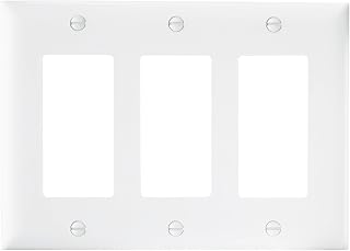 Legrand Pass & Seymour TP263WCC12 Trademaster Mid-Size Unbreakable Nylon Wall Plate, 3 Gang, Three Decorator Rocker GFCI Cover, White (1 Count)