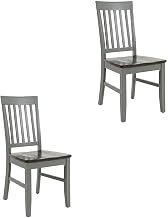 Starlight Canyon Home Acacia Veneer Farmhouse Dining Chairs Set of 2, Distressed-Finish Wooden Chair for Kitchen or Dining Room Table, Autumn Brown/Grey