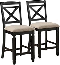 Starlight Canyon Home Wooden Counter Height Dining Chairs Set of 2, Kitchen Island Bar Stools with Back for Kitchen Counter, Beige