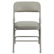 Hercules Metal Folding Chair by Flash Furniture – Set of 4, Foam, Vinyl, Metal, Gray Vinyl/Gray Frame, Pack of 4, Model 4-HA-MC309AV-GY-GG
