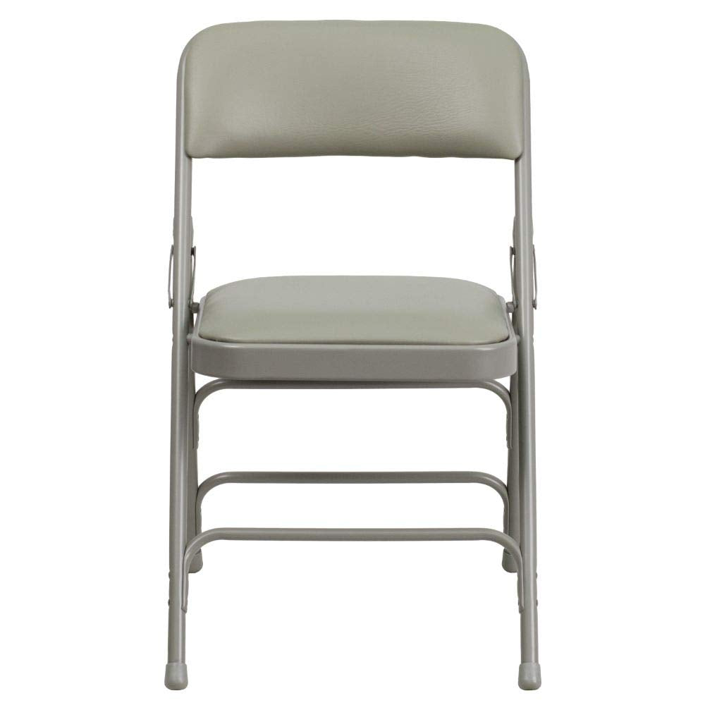 Hercules Metal Folding Chair by Flash Furniture – Set of 4, Foam, Vinyl, Metal, Gray Vinyl/Gray Frame, Pack of 4, Model 4-HA-MC309AV-GY-GG