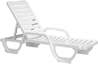 Case of 18 Grosfillex Bahia Stacking Adjustable Resin Chaise - White