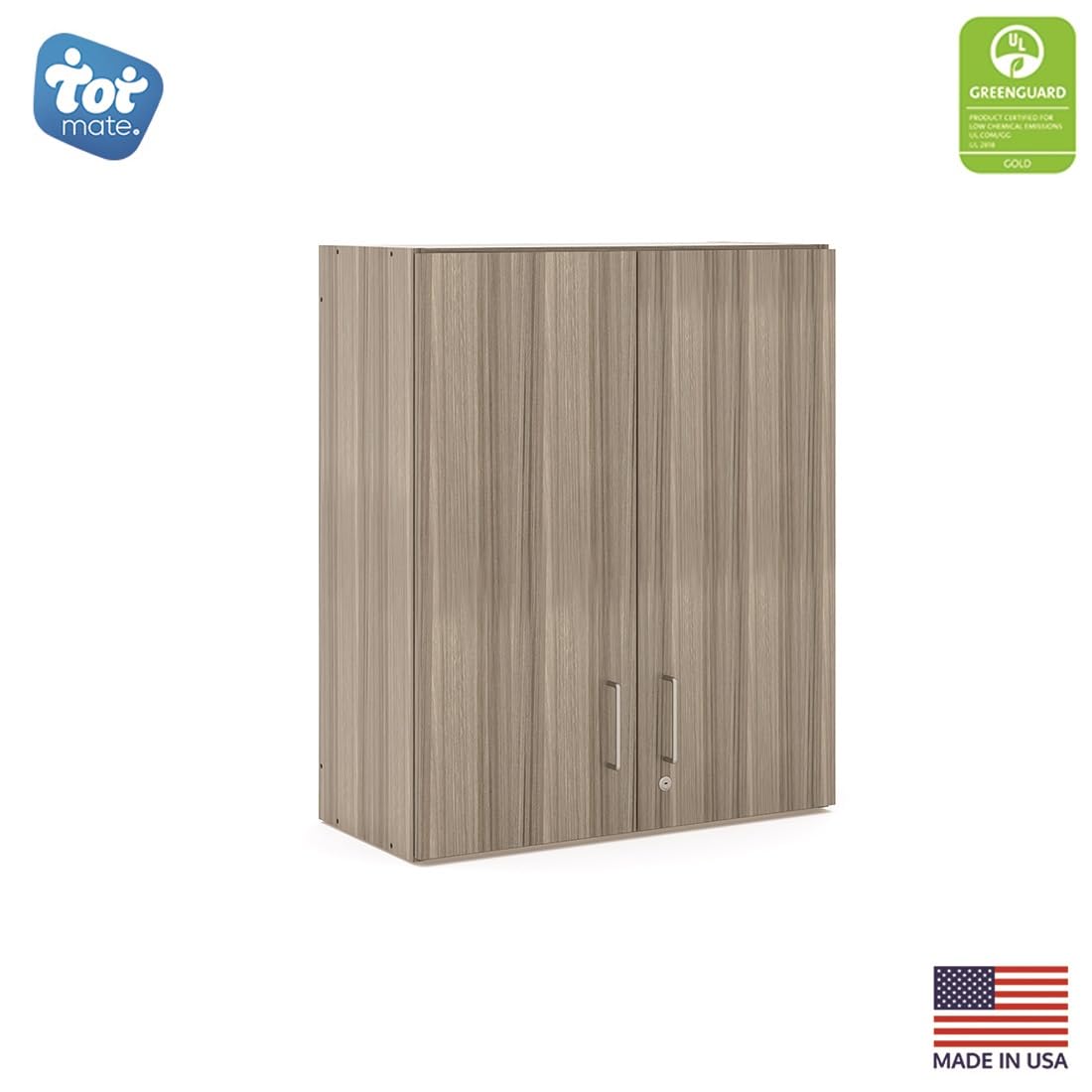 3-Level Wall Cabinet by Tot Mate – 3/4" Thick Industrial Grade Wood Composite Core With Laminate Surfacing, Shadow Elm Gray, Model TM2317