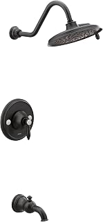 Moen TS32104EPBL Weymouth Posi-Temp Tub and Shower Trim Kit, Valve Required, including 9-Inch 2-Spray Eco-Performance Rainshower, Matte Black