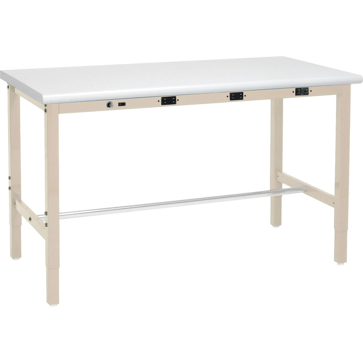 Adjustable Height Workbench by Global Industrial – Steel Frame, Tan, Model 237377LBTN