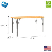 Rectangular Kids Activity Table by Tot Mate – Maple Wood, Maple, Model UPC
