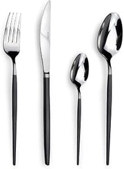 Amefa Soprano Cutlery Set, 24 Pieces, Stainless Steel, Black, PVD Handle, 24-Piece Cutlery Set for 6 People