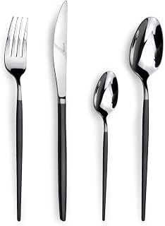 Amefa Soprano Cutlery Set, 24 Pieces, Stainless Steel, Black, PVD Handle, 24-Piece Cutlery Set for 6 People