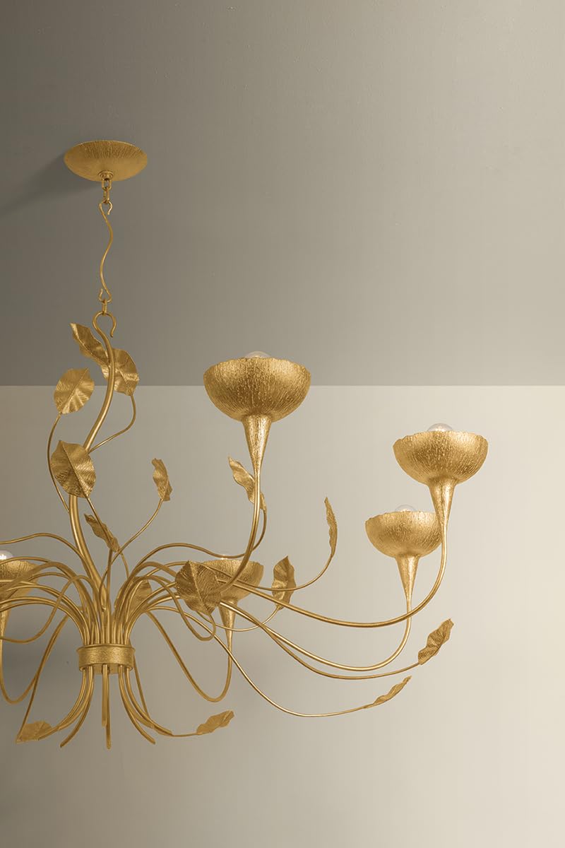 Innsbruck 8-Light Chandelier | Natural & Vogue Style | Vintage Gold Leaf Finish | Made of Steel | Damp-Rated for Bathroom Use | Adjustable Hang Height 41-102" | -VGL by Corbett