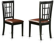 Solid Wood Faux Leather-Upholstered Dining Chairs Set of by Furnifact – Wood, Black, Pack of 2