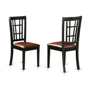 Solid Wood Faux Leather-Upholstered Dining Chairs Set of by Furnifact – Wood, Black, Pack of 2