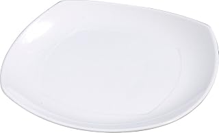 Carlisle FoodService Products Reusable Plastic Square Plate with Upturned Corners for Restaurant and Home, Melamine, 11.5 Inches, White, (Pack of 48)