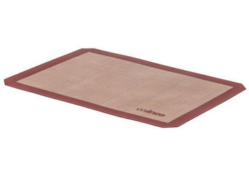 16 1/2" x 11 5/8" Reusable Rectangular Silicone Baking Mat by Winco – 16.5"L x 11.6"W, Silicone, Beige/Red, Model SBS-16