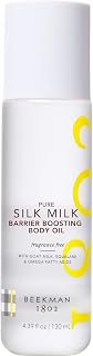 Beekman 1802 Silk Milk Body Oil, Fragrance Free, 4.39 fl oz | Hydrating Body Oil for Dry Skin with Goat Milk, Squalane & Omega Fatty Acids, Non Greasy Glow Body Oil