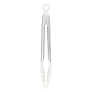 Small Tongs with Silicone Tips 8.25 Inch Mini Kitchen Tongs for Serving Appetizers Salads Ice Stainless Steel Metal Tongs for Cooking by Tovolo – 1, Silicone, White, Model 1000236