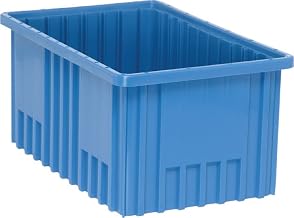 QUANTUM STORAGE SYSTEMS DG92080BL Dividable Grid Storage Container, Heavy-Duty Stackable Plastic Parts Bin for Warehouse, Assembly & Industrial Organization, 16-1/2" x 10-7/8" x 8", Blue, 8-Pack
