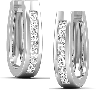 U-Basket Channel-Set Lab Diamond Hoop Earrings in Sterling Silver | Oval Hoop Design