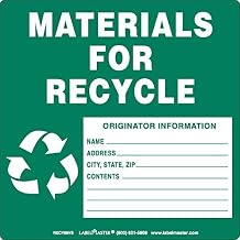 Labelmaster RECY89VS Materials for Recycle Label with Originator Info, Stock PVCF (Pack of 100)