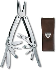 Victorinox Swiss Tool Spirit X Multi Tool, 24 Functions & Leather Pouch | Swiss made stainless steel multi-tool includes locking blade, long-nose pliers, and compact tools for ultimate utility