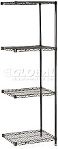 Nexel Black Epoxy, 5 Tier, Wire Shelving Add-On Unit, 54"W x 14"D x 63"H