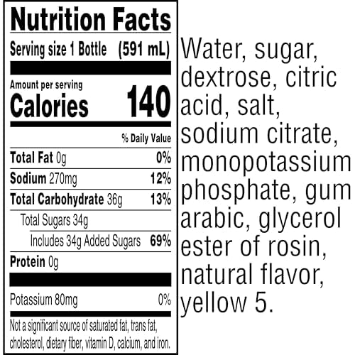 Gatorade Yellow / Lemon Lime / 20 Fl Oz (Pack of 8) Sports Drinks