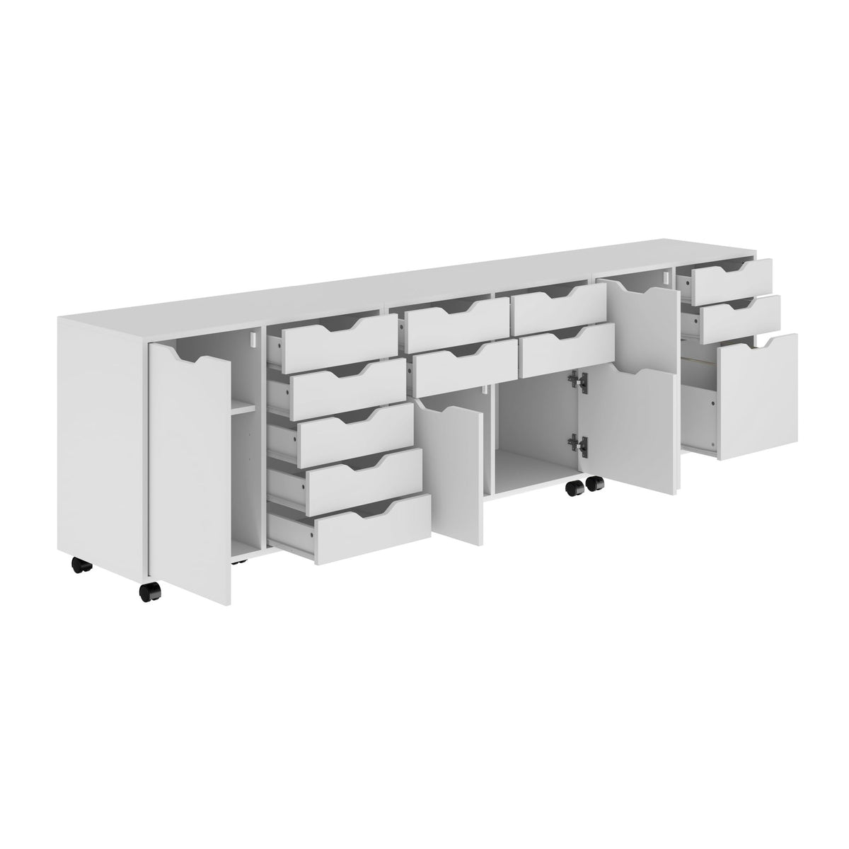 Winsome White / 4 Doors, 12 Drawers, File Drawer / Transitional Storage Cabinets