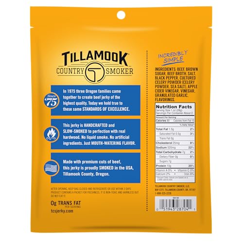 TILLAMOOK COUNTRY SMOKER Sea Salt & Cracked Pepper / 2.5 Ounce (Pack of 2) / 1 Jerky