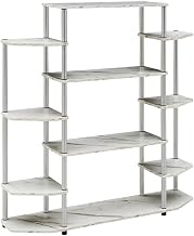 Furnifact White Faux Marble Wall Unit Bookshelf, Contemporary Design, Durable, Stylish Storage, Modern Home Office and Living Room Decor