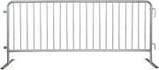 Global Industrial Steel Crowd Control Barrier, Flat Feet, 8-1/2'L x 43" H, Galvanized