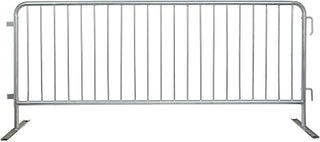 Global Industrial Steel Crowd Control Barrier, Flat Feet, 8-1/2'L x 43" H, Galvanized
