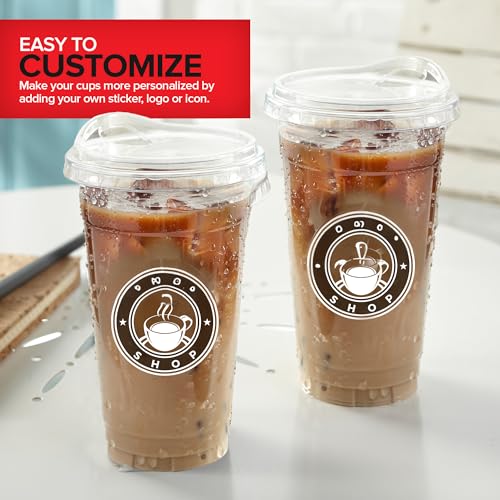 Stock Your Home 24 oz / Stock Your Home 24-oz Clear Disposable Plastic Cups with Lids (Set of 50) / Fine Cups
