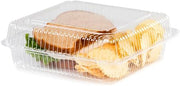 Detroit Forming LBH-851 Clear OPS Plastic Square Hinged Locking Lid Food Container 9" x 8.75" x 3"| 250/Case
