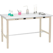 Adjustable Height Workbench by Global Industrial – Steel Frame, Tan, Model 237377LBTN