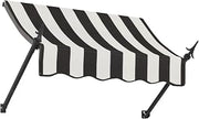 Awntech 4' New Orleans (52.5"-36"-24") Fixed Awning with Spear Arms, Black/White Stripe